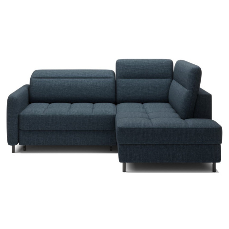 Modrá zamatová rozkladacia/s úložným priestorom rohová pohovka (pravý roh/do L) Barea – ELTAP