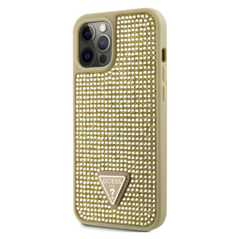 Plastové puzdro Guess na Apple iPhone 12 Pro Max GUHCP12LHDGTPD Rhinestones Triangle Metal Logo 