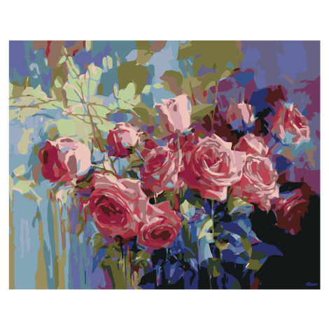 Maľovanie podľa čísel - RUŽOVÉ RUŽE Rámovanie: vypnuté plátno na rám, Rozmer: 40x50 cm