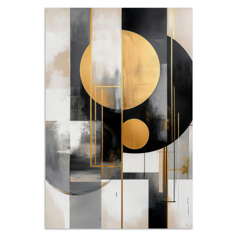 MuchoWow PLAGÁT Abstraktné - Zlato - Striebro - Tvary - Estetické - Moderné 40x60 cm
