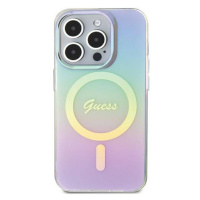 Plastové puzdro Guess na Apple iPhone 15 Pro GUHMP15LHITSU IML Iridescent MagSafe fialové