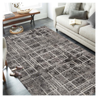 domtextilu.sk Kvalitný sivý koberec s motívom štvorcov 38610-181645