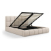 Svetlohnedá čalúnená dvojlôžková posteľ s úložným priestorom s roštom 200x200 cm Bellis – Micado