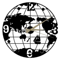 Dekorativní nástěnné hodiny Globe 50 cm černé