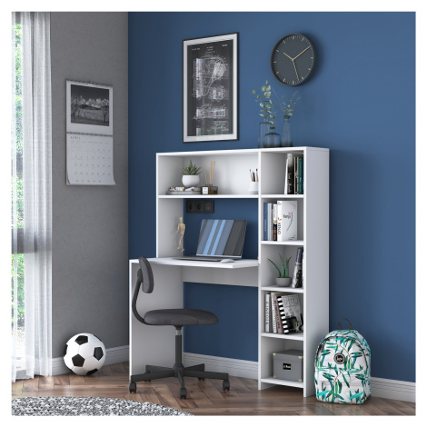 Písací stôl s policou Hapos 113 cm biely Kalune Design