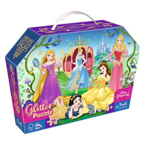 Trefl Puzzle 70 glitter v kufríku - Princezné Disney