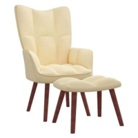 Relaxačné kreslo so stoličkou krémovo biele zamat, 328071