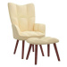 Relaxačné kreslo so stoličkou krémovo biele zamat, 328071