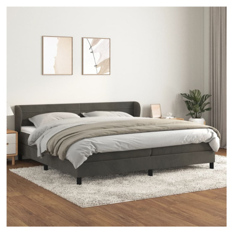 vidaXL Posteľný rám boxspring s matracom tmavosivý 200x200 cm zamat