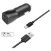 FIXED autonabíjačka s 2x USB-A a káblom USB-C 15 W čierna