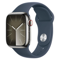 APPLE WATCH SERIES 9 GPS + CELLULAR 41MM SILVER STAINLESS STEEL CASE STORM BLUE SPORTB-M/L,MRJ33