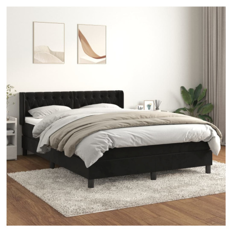 vidaXL Posteľný rám boxspring s matracom čierny 140x200 cm zamat