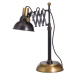 Estila Industriálna čierna kovová pracovná lampa Estrada s mosadznými prvkami 49cm