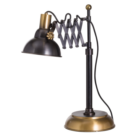 Estila Industriálna čierna kovová pracovná lampa Estrada s mosadznými prvkami 49cm