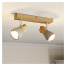 Lindby Filiz reflektor, 2 svetlá, dĺžka 27 cm, drevo, betón