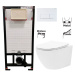 DEANTE Podstavný rám, pre závesné WC misy + SLIM tlačidlo bílé  + WC REA Carlo Flat Mini Rimless
