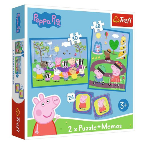 Trefl Puzzle 2v1 + pexeso - Šťastné chvíle s prasiatkom Peppa / Peppa Pig