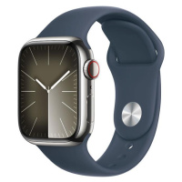 APPLE WATCH SERIES 9 GPS + CELLULAR 41MM SILVER STAINLESS STEEL CASE STORM BLUE SPORTB-S/M,MRJ23