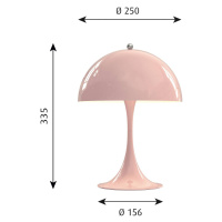 Louis Poulsen Panthella Mini LED lampa stôl ružová