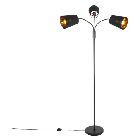 Moderná stojaca lampa čierna 3-svetlá - Carmen QAZQA
