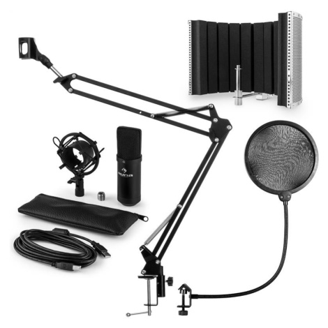 Auna MIC-900B, USB mikrofónová sada V5, čierna, kondenzátorový mikrofón, pop filter, akustická c