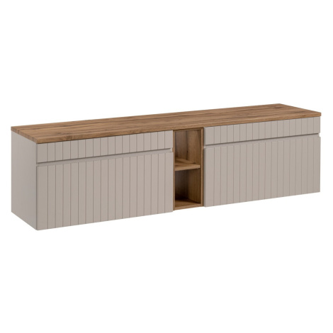Závěsná skříňka pod umyvadlo Iconic s deskou 180 cm kašmír/dub coast evoke Comad