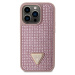 Guess Rhinestones Triangle Metal Logo Kryt pre iPhone 15 Pro Pink