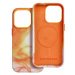 Plastové puzdro na Apple iPhone 14 Pro Leather Mag PU Splash oranžové