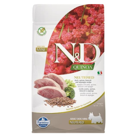 Farmina N&D dog QUINOA (GF) adult mini, neutered, duck, broccoli & asparagus 0,8kg