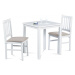 AUTRONIC JAGUAR WT Jedálenský set 1+2, stôl 69 x 69 x75 cm, masíiv kaučukovník, biely mat, sivé 