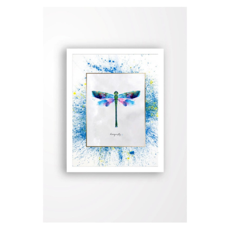Nástenný obraz na plátne v bielom ráme Tablo Center Dragonfly, 29 × 24 cm Vavien Artwork