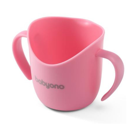 BABYONO Hrnček ergonomický s uškami 120 ml ružový 6m+