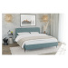 Svetlomodrá čalúnená dvojlôžková posteľ s roštom 140x200 cm Barker – Ropez