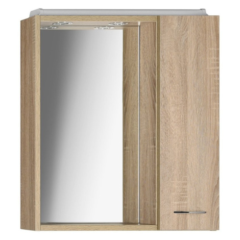 AQUALINE - ZOJA/KERAMIA FRESH galérka s LED osvetlením, 60x60x14cm, pravá, dub platin 45028