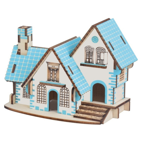 Woodcraft Drevené 3D puzzle Modrý dom