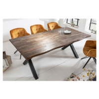 Estila Industriálny jedálenský stôl Andala z masívneho agátového dreva hnedej farby 160cm
