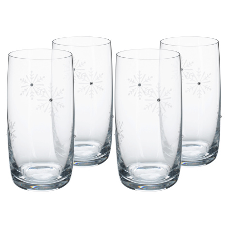 TEMPO-KONDELA SNOWFLAKE DRINK, poháre na vodu, set 4 ks, s kryštálmi, 460 ml Tempo Kondela