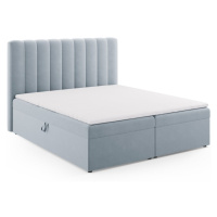 Svetlomodrá boxspring posteľ s úložným priestorom 180x200 cm Gina – Milo Casa