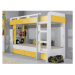 Dvojposchodová posteľ so zásuvkami Mobi 90x200 cm, biela/žltá%