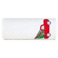 Bavlnený vianočný uterák biely s autom Šírka: 50 cm | Dĺžka: 90 cm