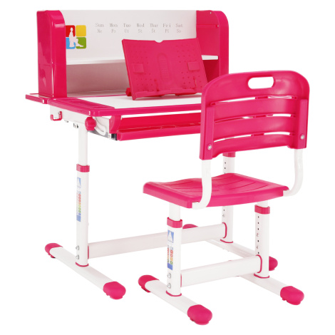 Rastúci písací stôl a stolička, ružová/biela, set LERAN Tempo Kondela