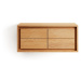 Nízka závesná skrinka pod umývadlo z teakového dreva v prírodnej farbe 90x40 cm Kenta – Kave Hom