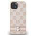 DKNY PU Leather Checkered Pattern and Stripe Zadný Kryt pre iPhone 14 Pink