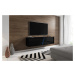 TV stolík Slant s LED osvetlením 160 cm čierny mat/čierny lesk