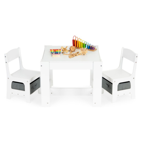 Víceúčelový dětský stolek Burty se židlemi bílý ECOTOYS