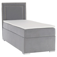 Boxspringová posteľ, jednolôžko, svetlosivá, 90x200, ľavá, BILY