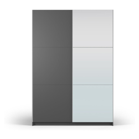 Tmavosivá šatníková skriňa so zrkadlom a s posuvnými dverami 151x215 cm Lisburn - Cosmopolitan D Cosmopolitan design