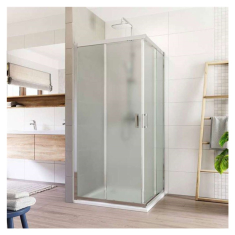 MEREO - Sprchovací set: LIMA, obdĺžnik, 100x90 cm, chróm  ALU, sklo Point, vanička z liatého mra