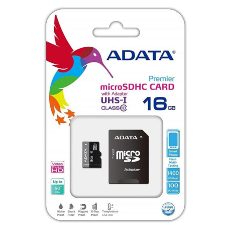 Tactical ADATA 16GB MicroSDHC Premier,class 10+adaptér