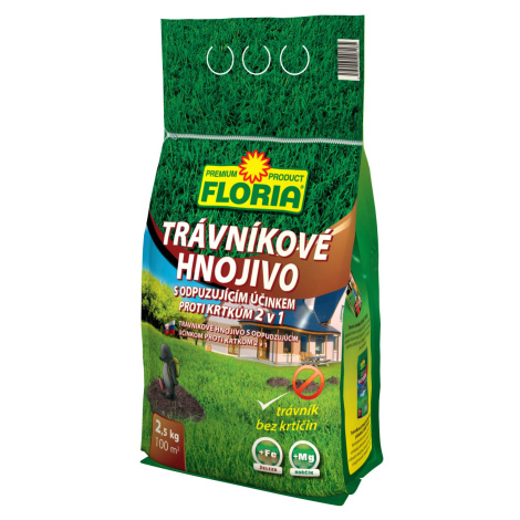 FLORIA PREMIUM Trávnikové hnojivo s odpudzujúcim účinkom proti krtkom 2v1, 2,5kg